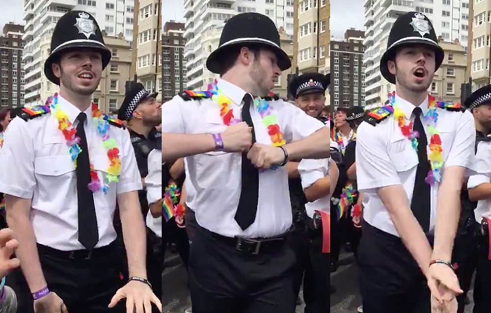 Policía atrapado en video bailando durante el desfile del orgullo
